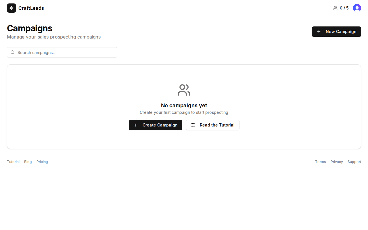 Dashboard with campaigns